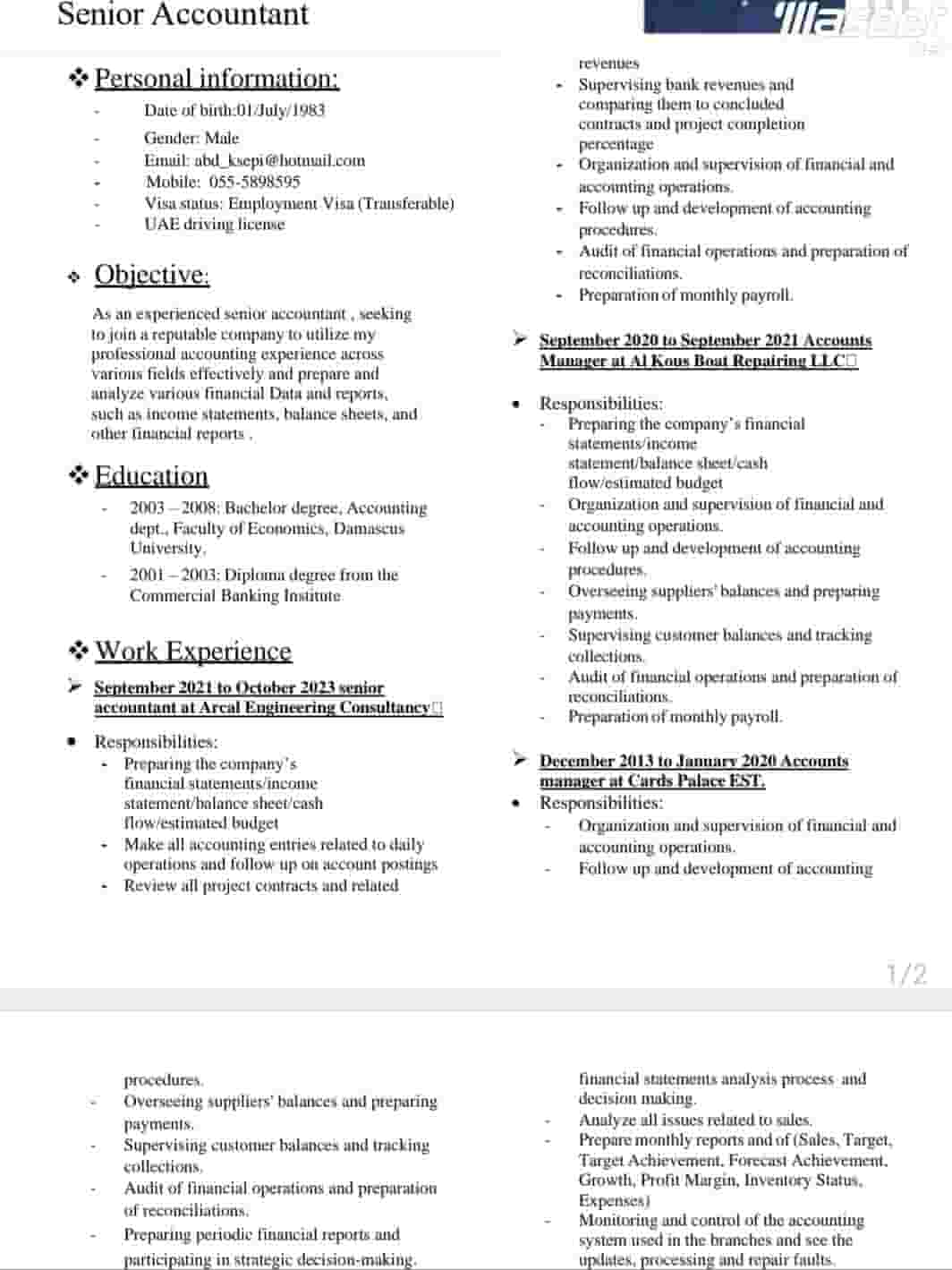 Account manager and public accountant looking for a job