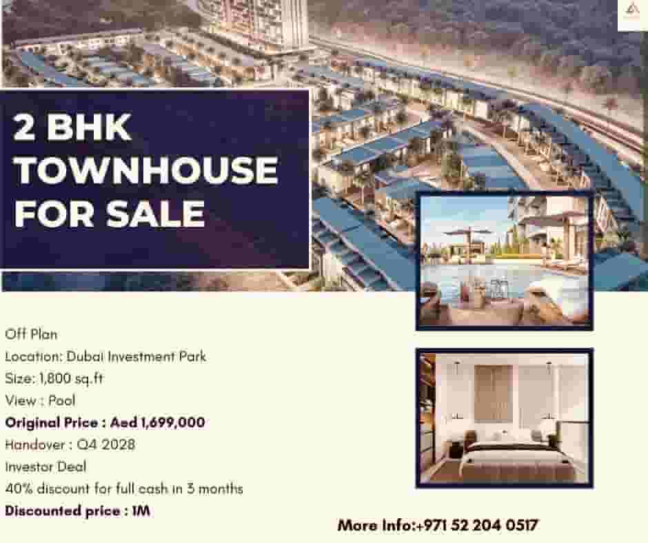 2 bhk off plan Townhouse for sale