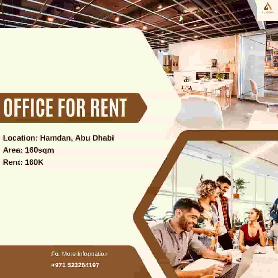 Office space for rent in Hamdan Abu Dhabi 160 square meters