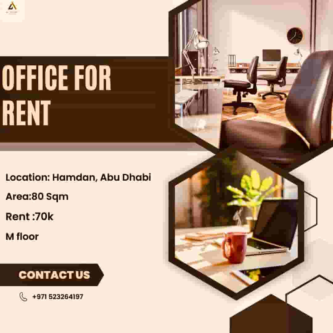 Office space for rent in Hamdan Abu Dhabi 80 square meters 