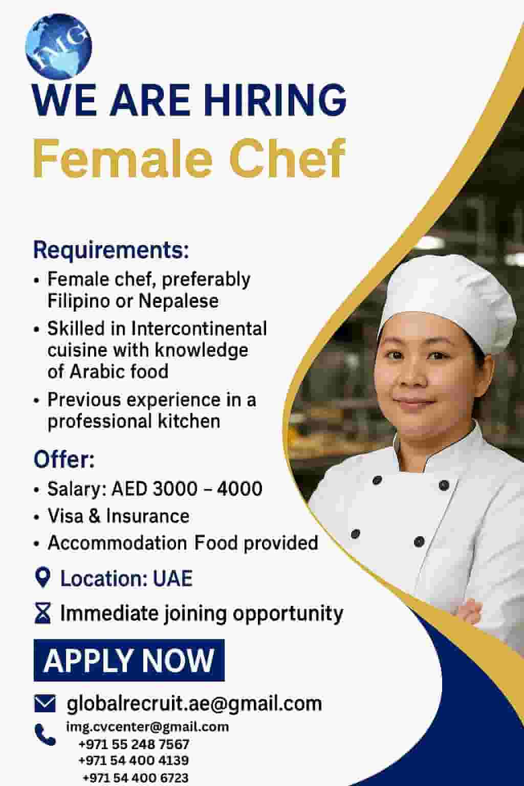 A cook is required 