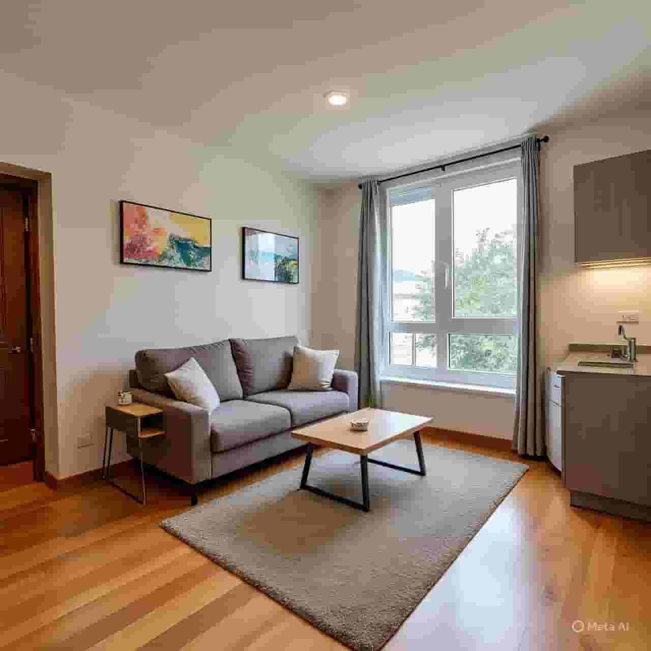 A furnished studio participating in Al Shamkha residence