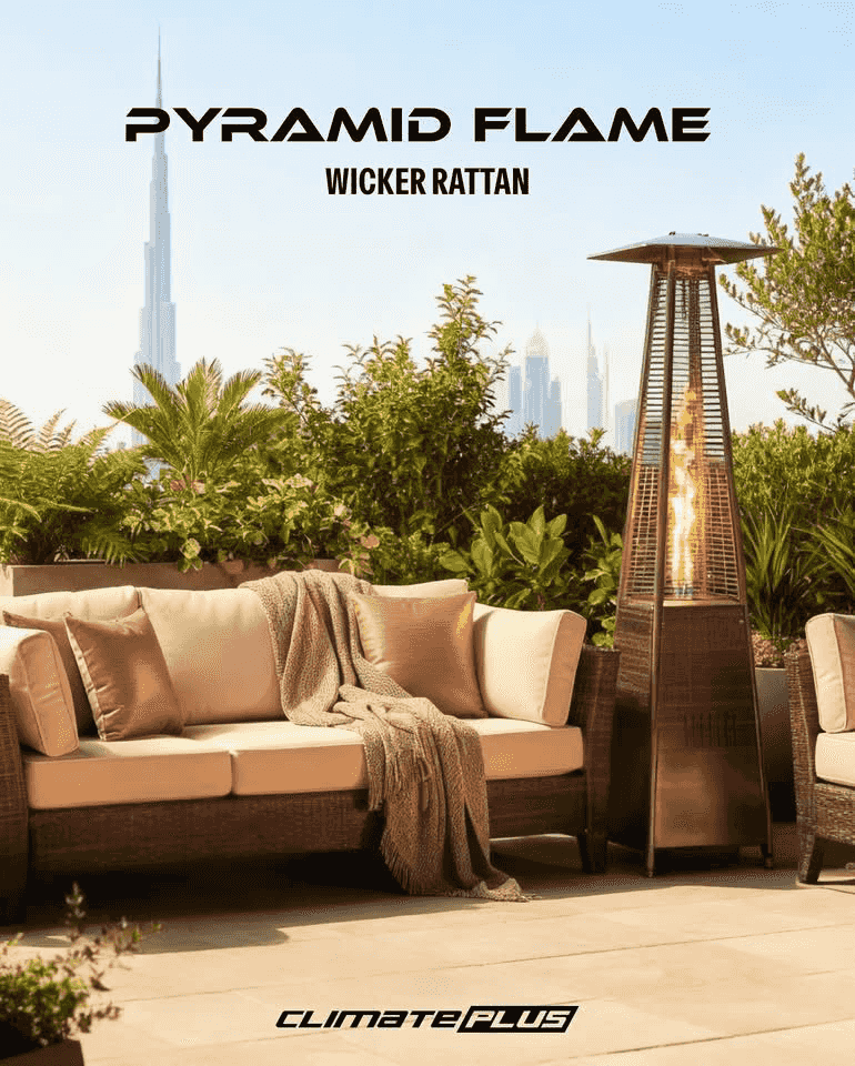 Pyramid Flame bamboo patio heater 