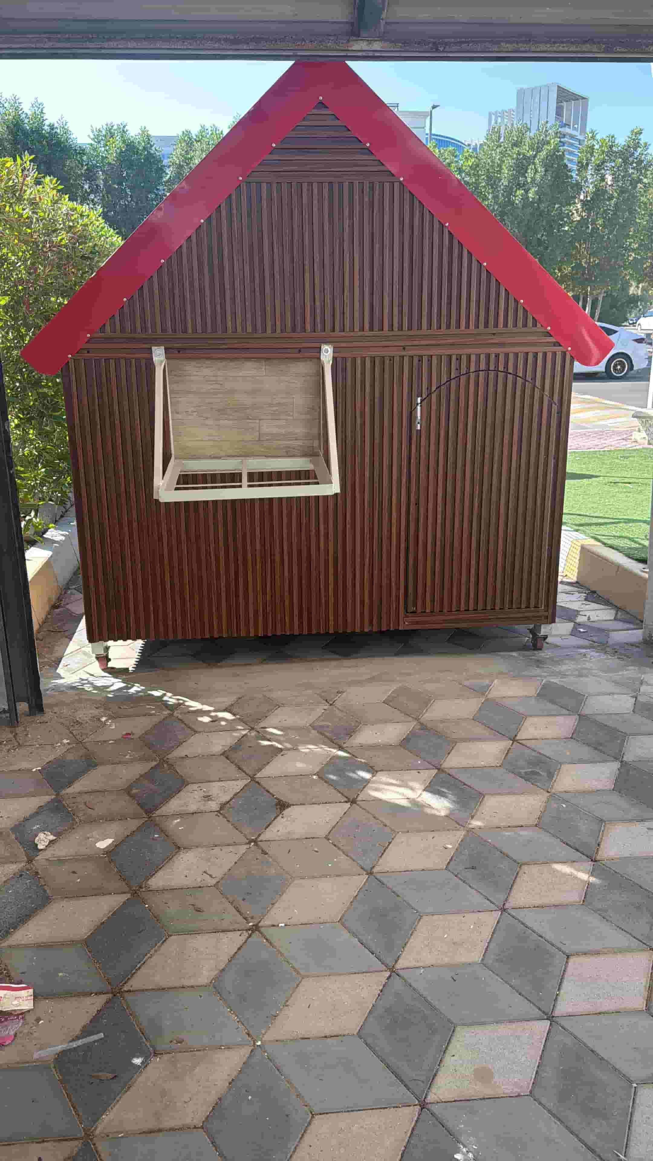 Aluminum Pet House with Double Doors, Dual Compartments, Cedar Curtain, 3×2m, Height 220cm