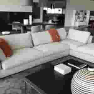 Modern L-shaped sectional sofa in light beige