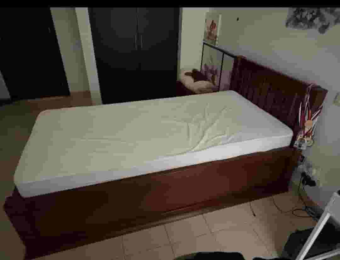 Custom made solid wood bed with storage