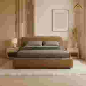 Modern Minimalist Bouclé Upholstered Bed