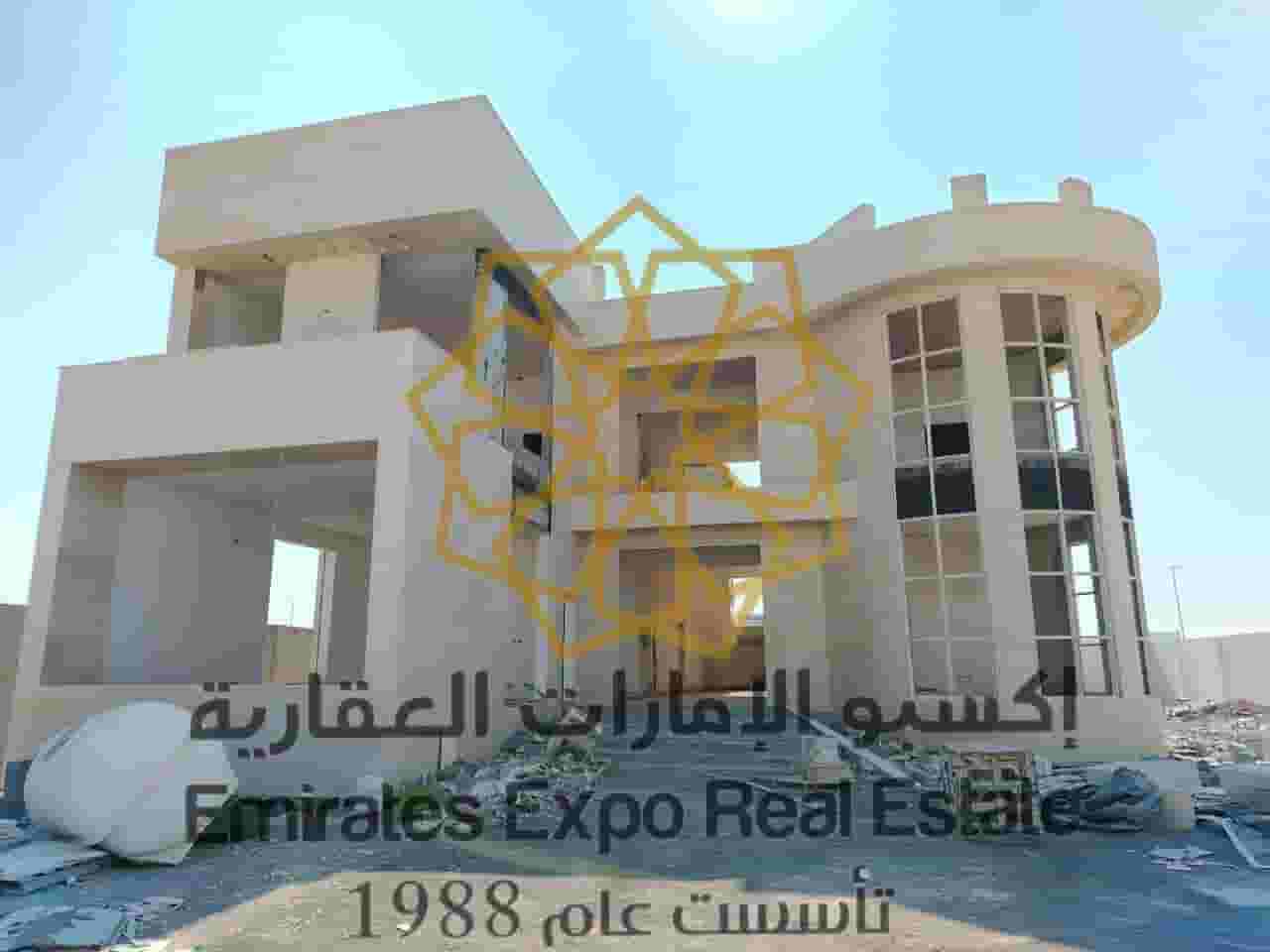 For sale a new modern natural stone villa under construction in Riyadh