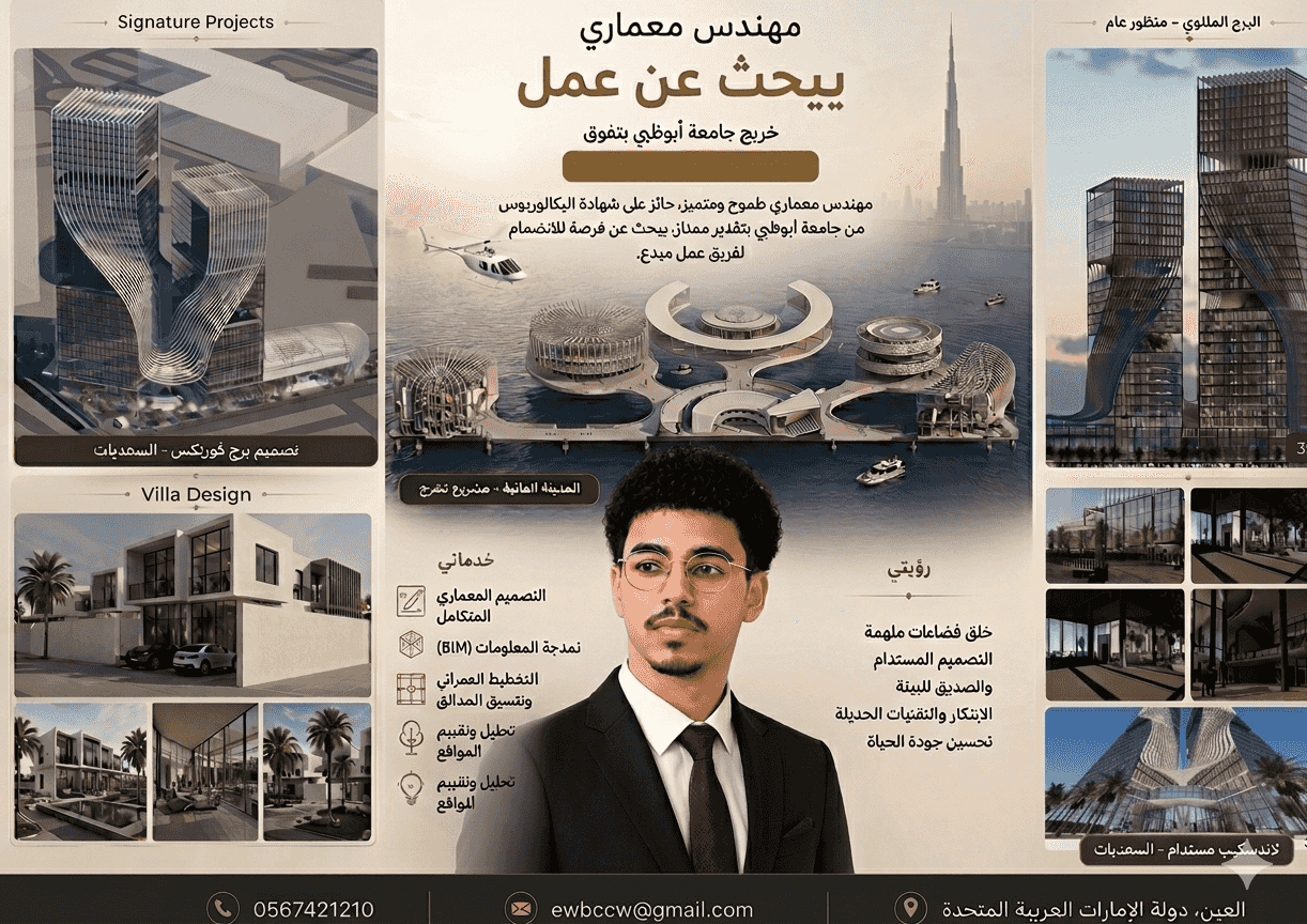 A distinguished graduate architect is immediately available to work