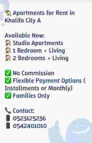 Apartment for rent in Khalifa City A