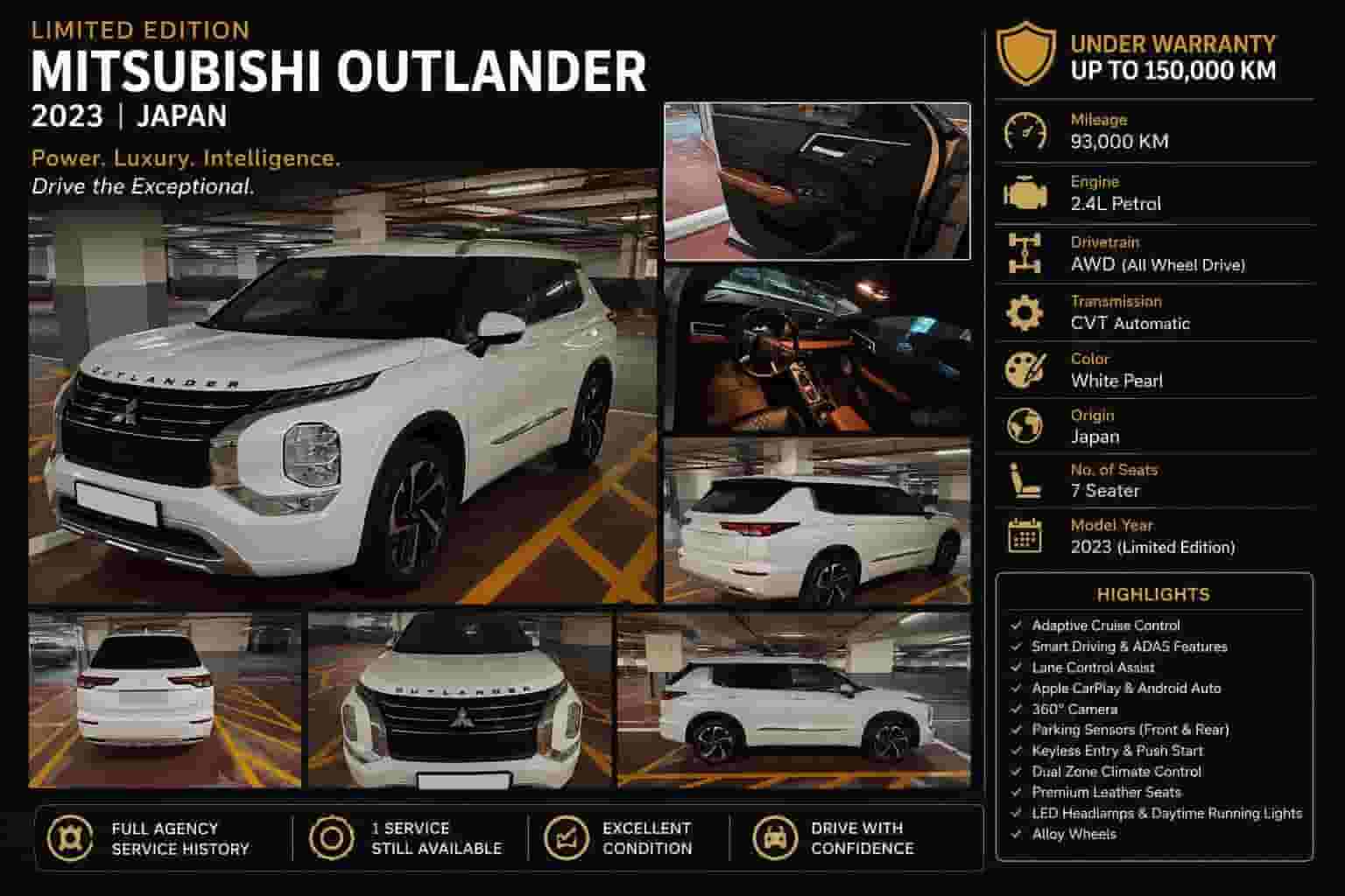 2023 Mitsubishi Outlander Limited Edition AWD | Full Agency Service | Under Warranty