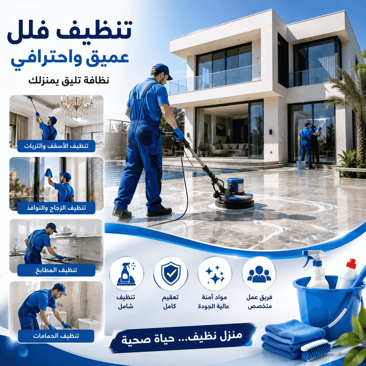 Deep cleaning of villas and buildings