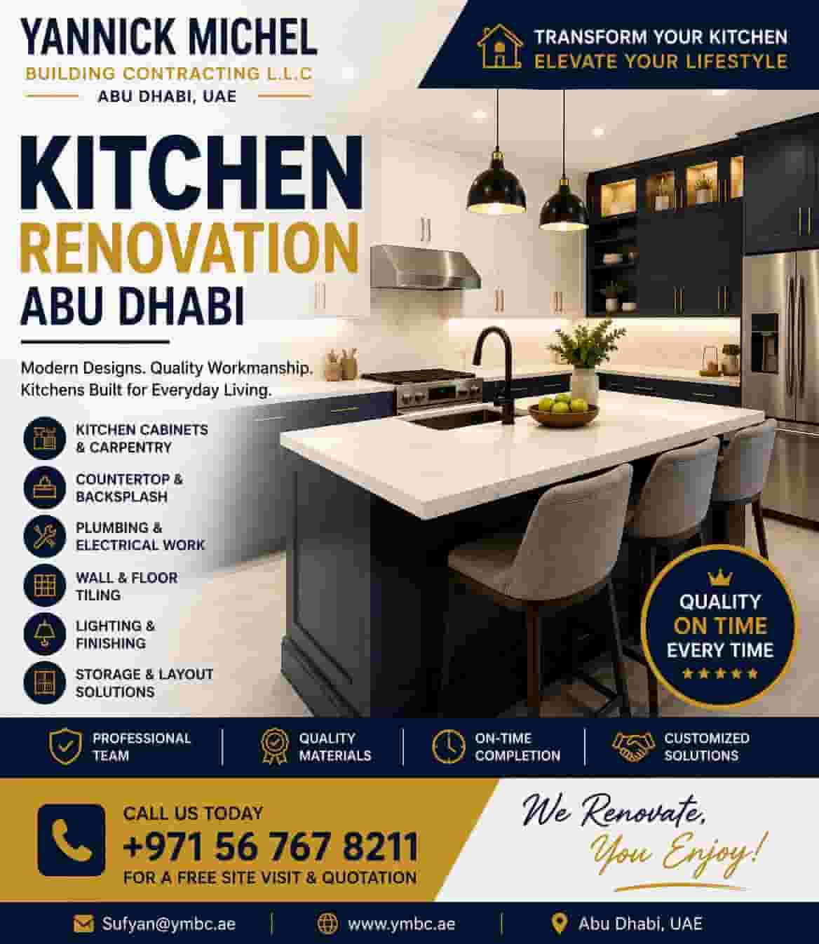 خدمات إعادة تصميم المطبخ في أبوظبي