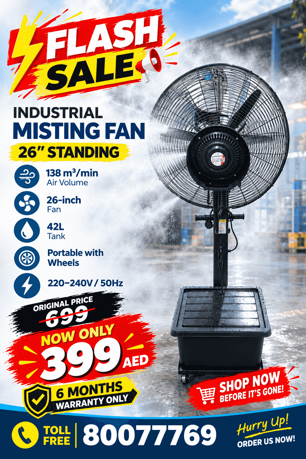 FLASH SALE – 26” Industrial Misting Fan | ONLY AED 399
