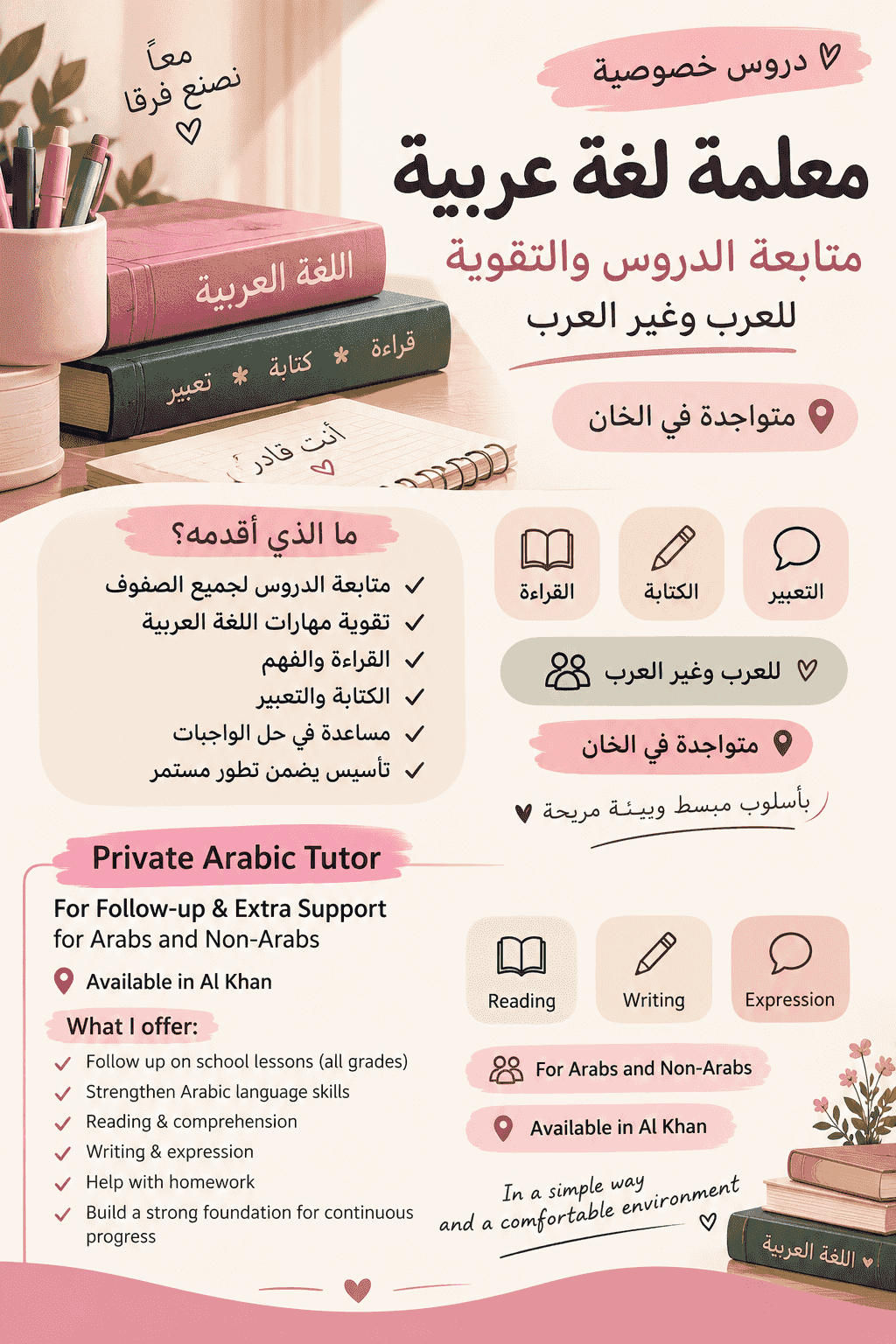 Private Arabic Tutor معلمة لغة عربية – دروس خصوصية