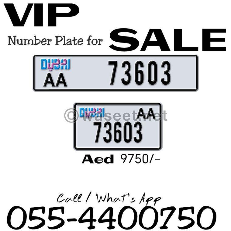 AA 73603  Dubai number plate for SALE  0