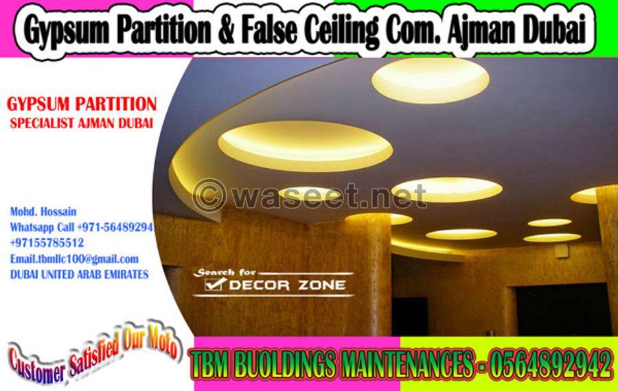 Gypsum ceiling partition work contractor in Dubai Ajman Sharjah 2