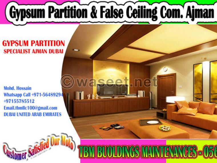 Gypsum ceiling partition work contractor in Dubai Ajman Sharjah 0