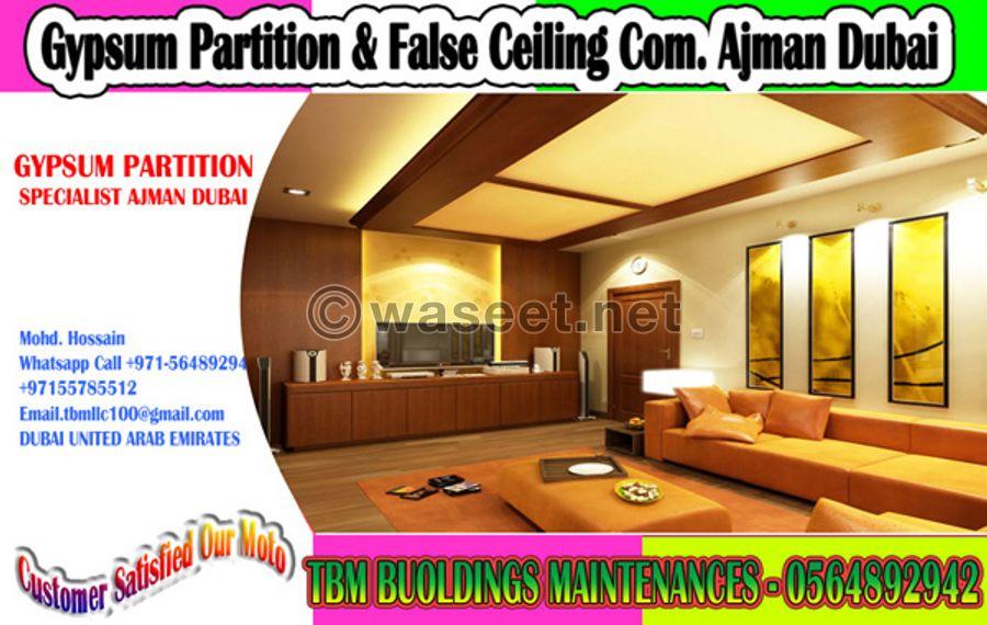 Gypsum ceiling partition work contractor in Dubai Ajman Sharjah 3