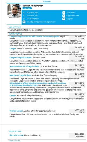 Egyptian lawyer looking for work