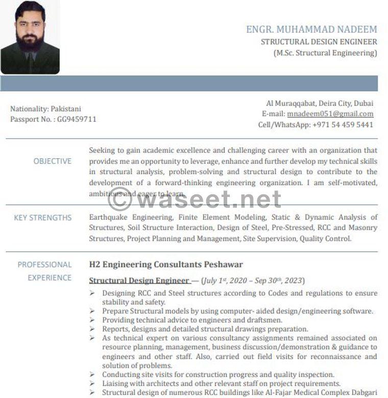 Civil and Structural Engineer looking for Job 0