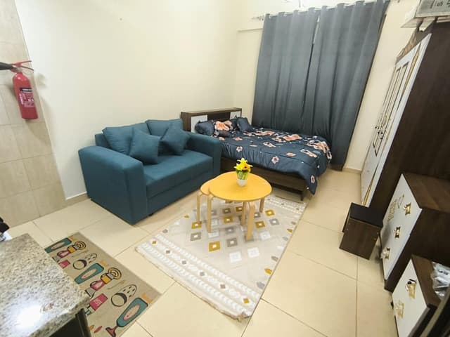For rent a monthly furnished studio in Ajman Al Jerf opposite City Center