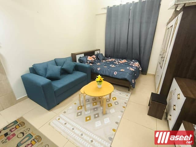 For rent a monthly furnished studio in Ajman Al Jerf opposite City Center