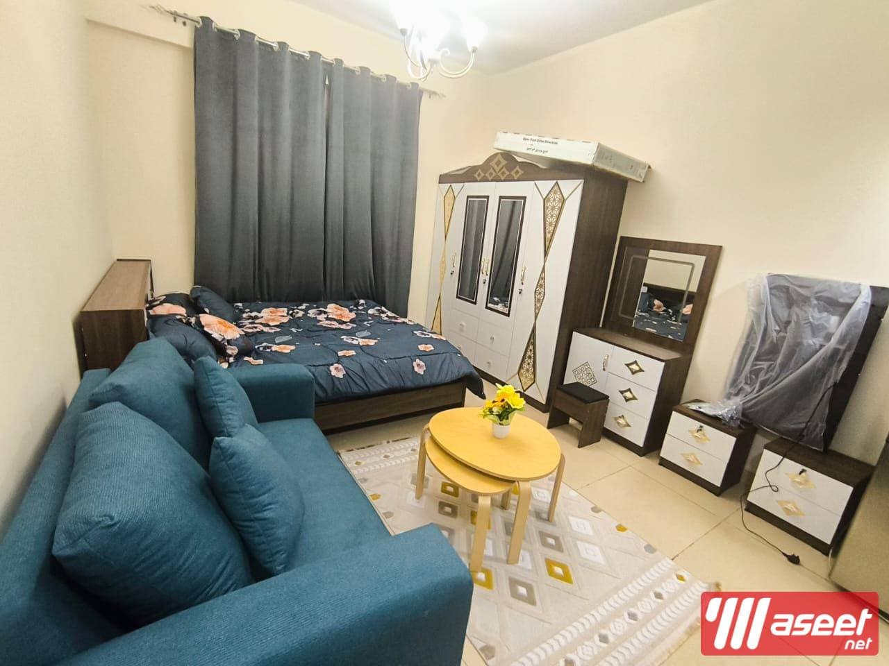 For rent a monthly furnished studio in Ajman Al Jerf opposite City Center 2