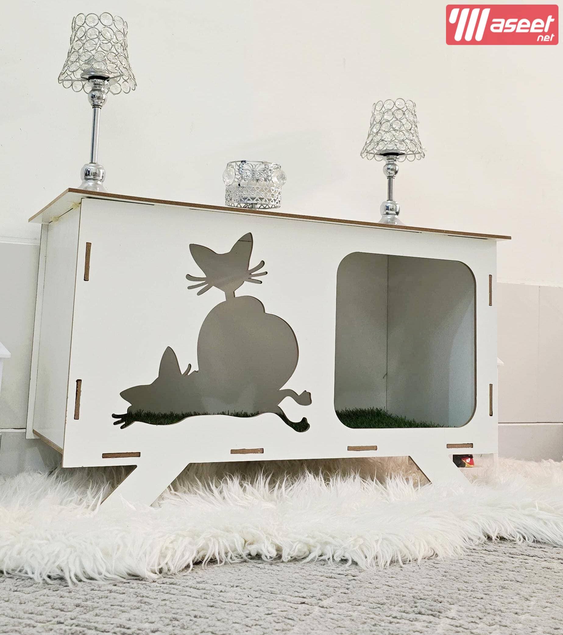 A cat house made of wood 4