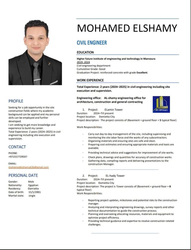 Civil Engineer looking for a job in UAE