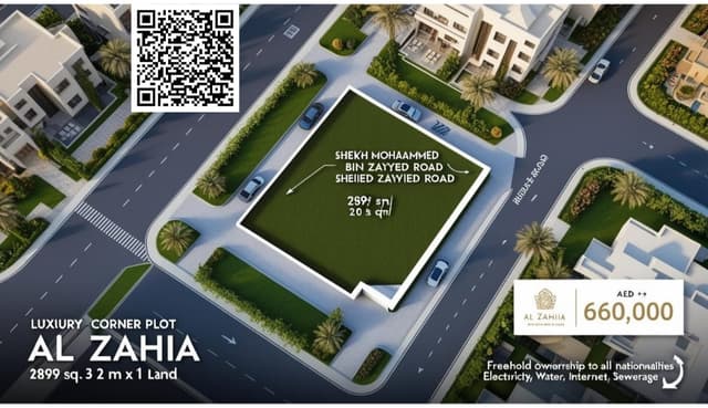 🏡 For Sale | Luxurious corner residential land in Al Zahia 289 sqm