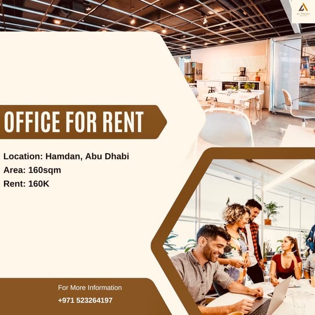 Office space for rent in Hamdan Abu Dhabi 160 square meters