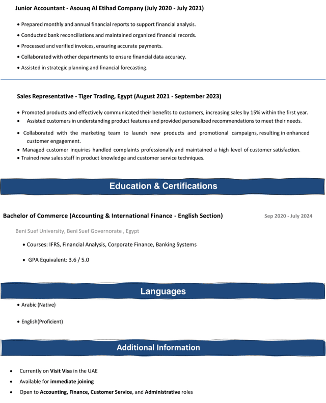 Accountant looking for a job