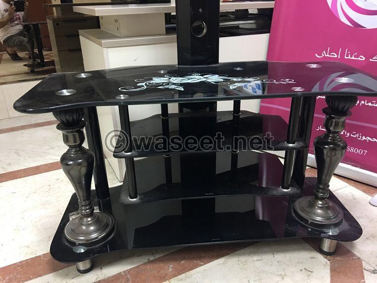 Glass TV table good condition For Sale 0