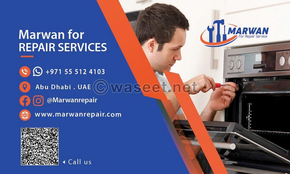 Complete maintenance of washing machines, refrigerators, gas ovens and air conditioners  2