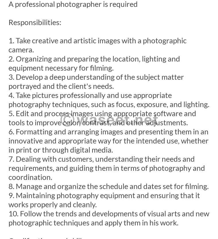 A professional photographer is required for a photo studio 2