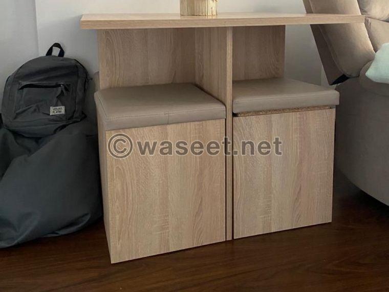 4 seater dining table with storage seats 0
