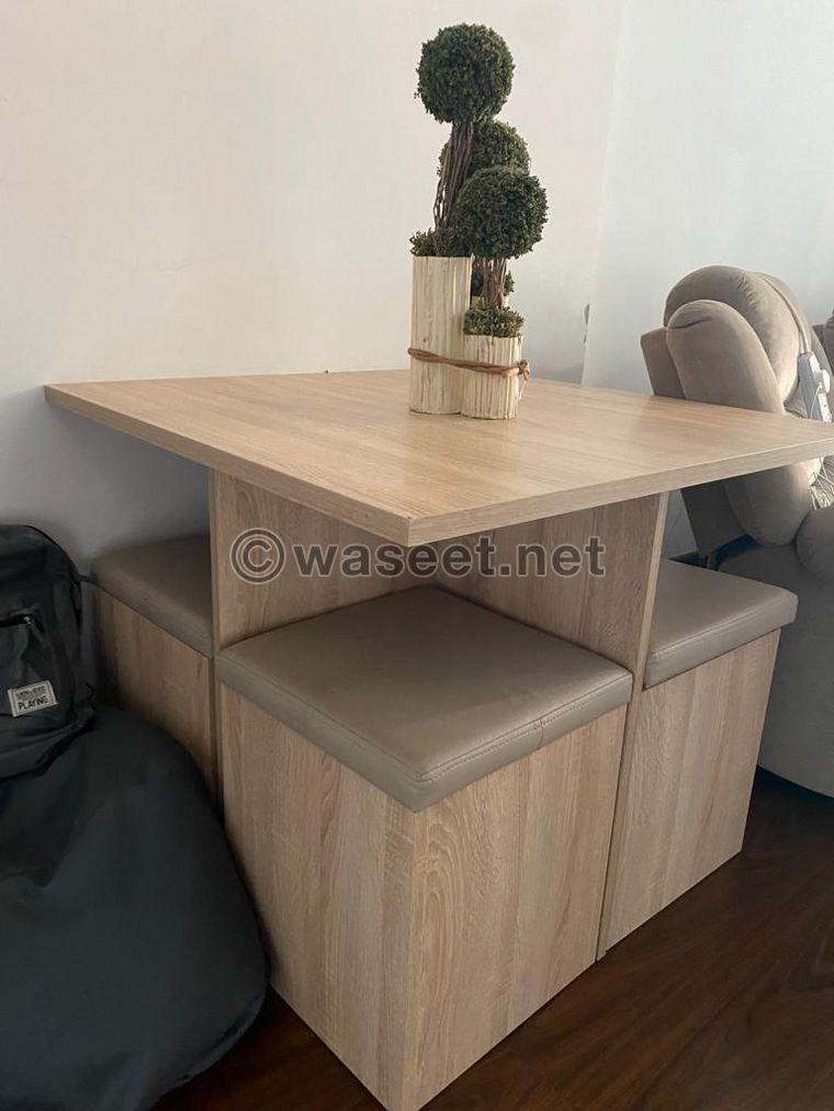4 seater dining table with storage seats 1
