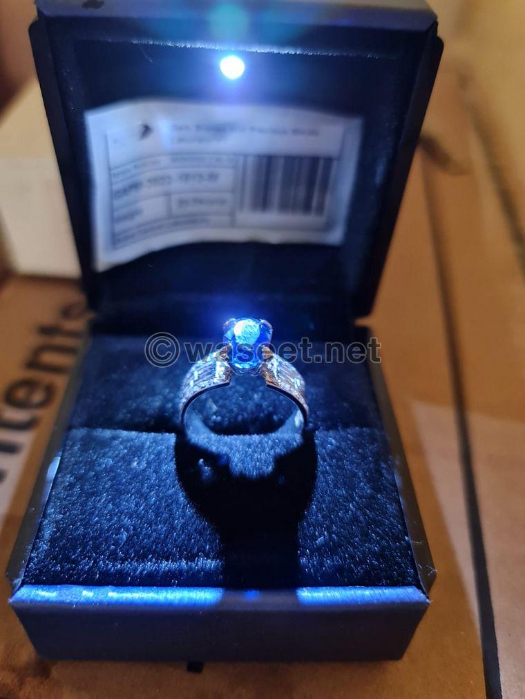 Diamond ring with rare gemstone and white gold 5