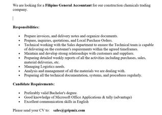 We are looking for an accountant