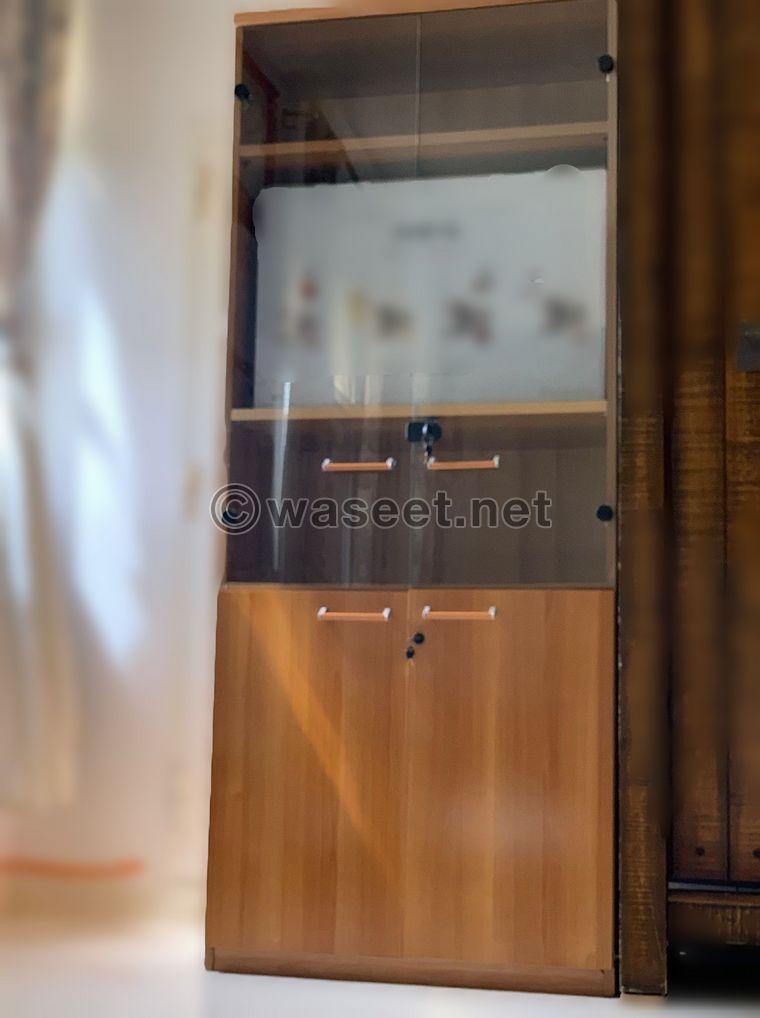Wooden wardrobe with glass doors  1