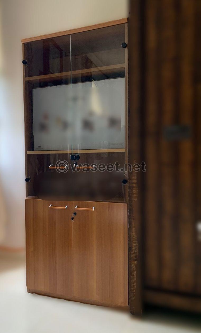 Wooden wardrobe with glass doors  2