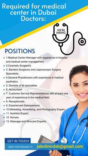 Required for medical center in Dubai   Doctors