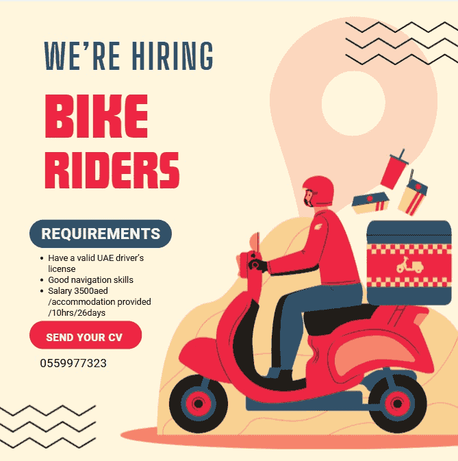 BIKE RIDERS NEEDED BIKE RIDERS NEEDED