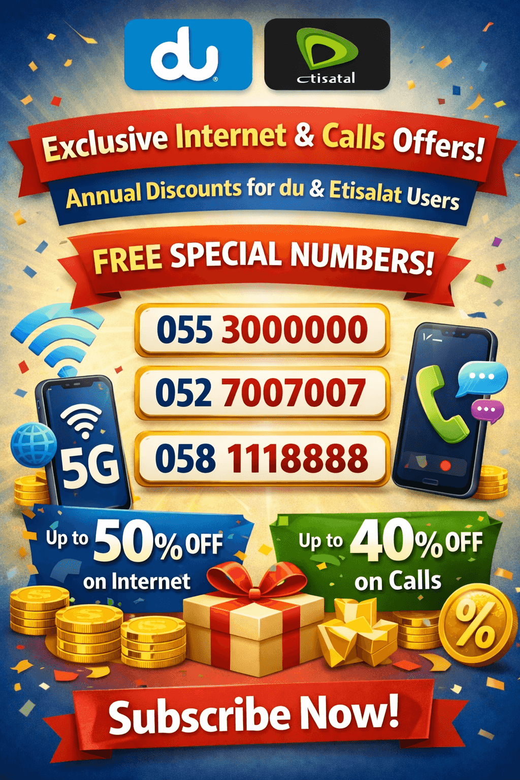 Annual Internet and call discounts Annual Internet and call discounts