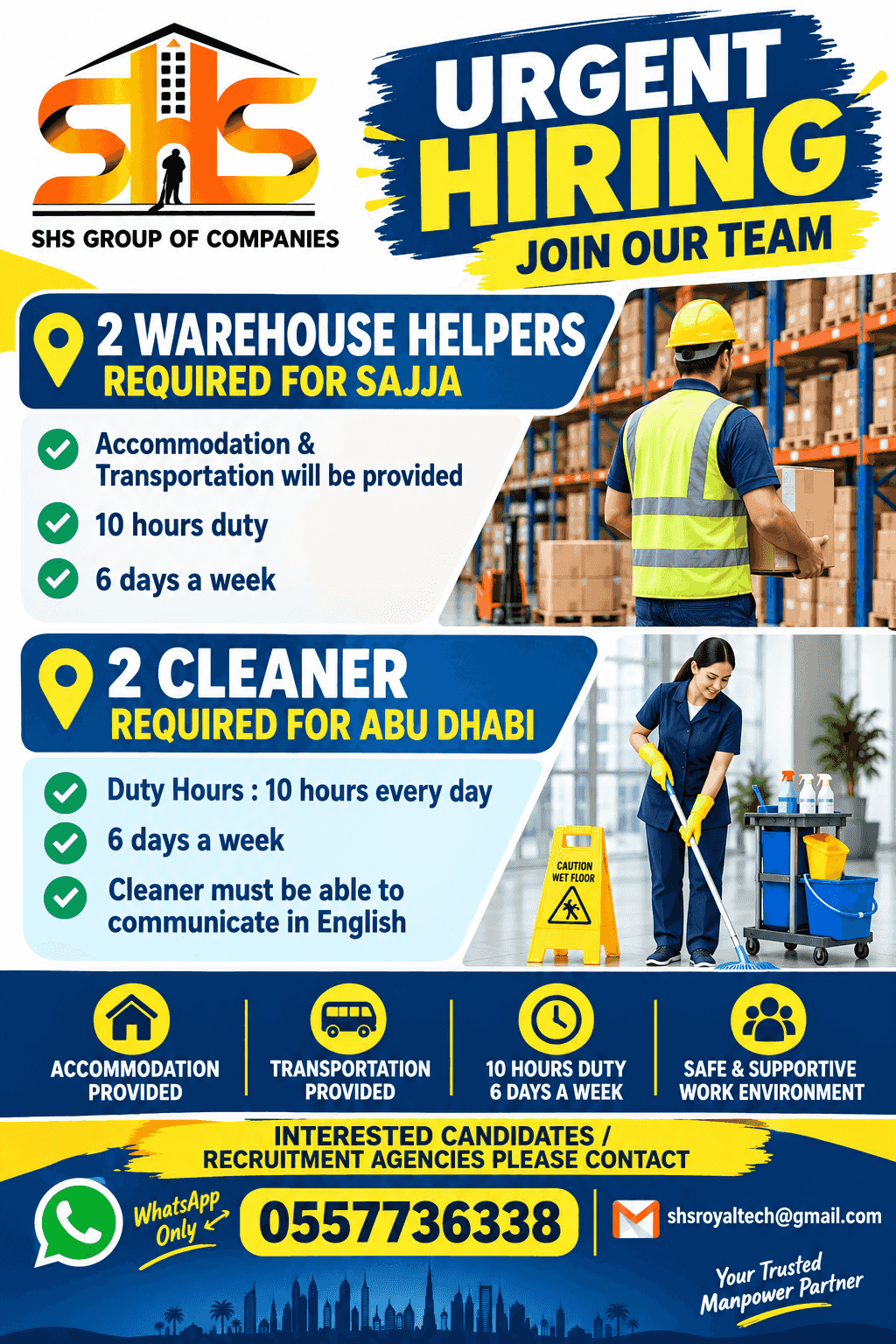 Warehouse Helpers ,Cleaner Warehouse Helpers ,Cleaner
